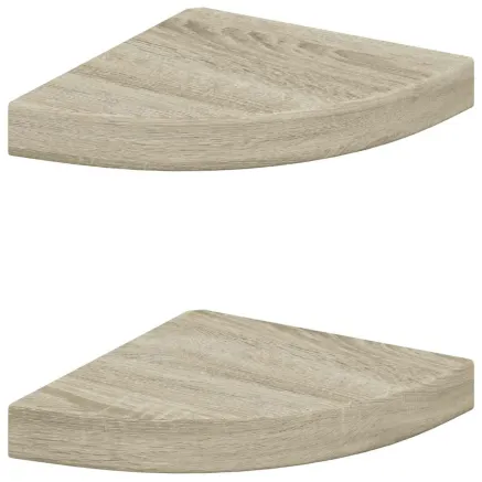 Étagères d'angle flottantes 2 pcs chêne 25x25x3,8 cm MDF 2