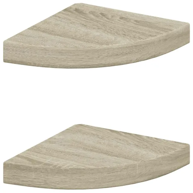 Étagères d'angle flottantes 2 pcs chêne 25x25x3,8 cm MDF