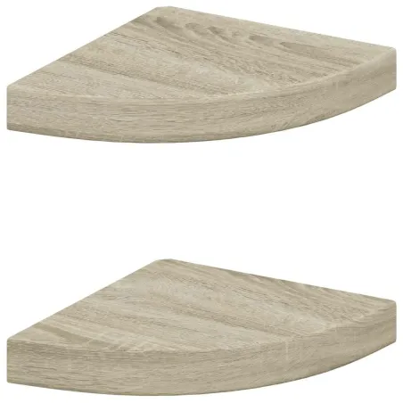 Étagères d'angle flottantes 2 pcs chêne 25x25x3,8 cm MDF