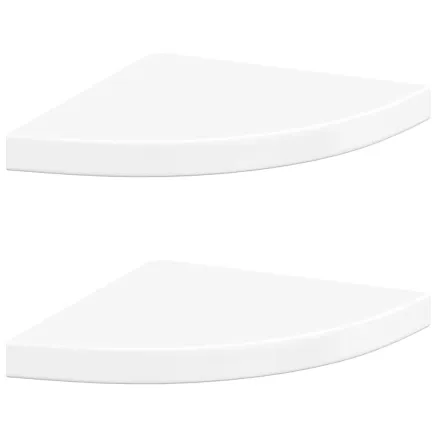 Étagères d'angle flottantes 2pcs blanc brillant 35x35x3,8cm MDF 2