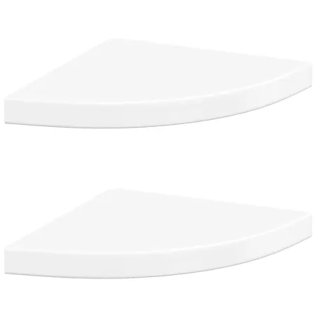 Étagères d'angle flottantes 2pcs blanc brillant 35x35x3,8cm MDF