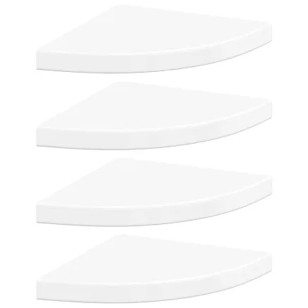 Étagères d'angle flottantes 4pcs blanc brillant 35x35x3,8cm MDF 2
