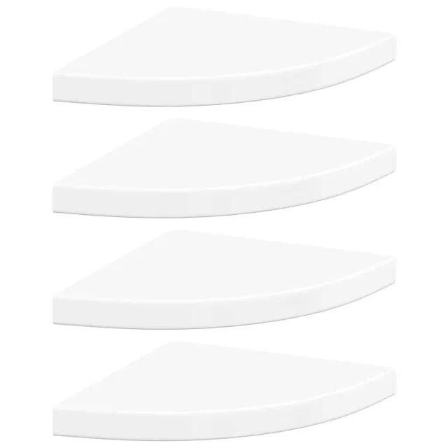 Étagères d'angle flottantes 4pcs blanc brillant 35x35x3,8cm MDF