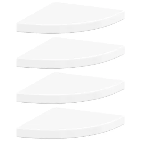 Étagères d'angle flottantes 4pcs blanc brillant 35x35x3,8cm MDF