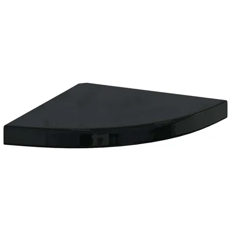 Étagère d'angle flottante noir brillant 35x35x3,8 cm MDF