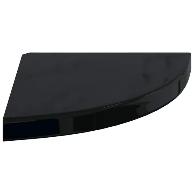 Étagère d'angle flottante noir brillant 35x35x3,8 cm MDF