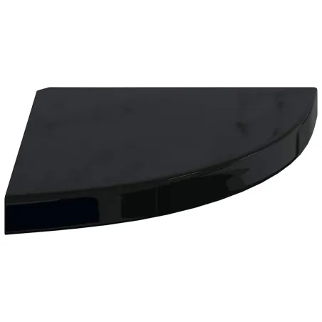 Étagère d'angle flottante noir brillant 35x35x3,8 cm MDF
