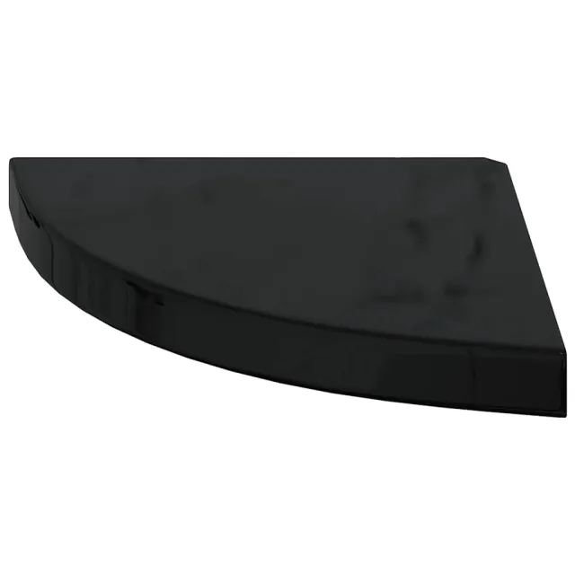 Étagères d'angle flottantes 2pcs noir brillant 35x35x3,8 cm MDF