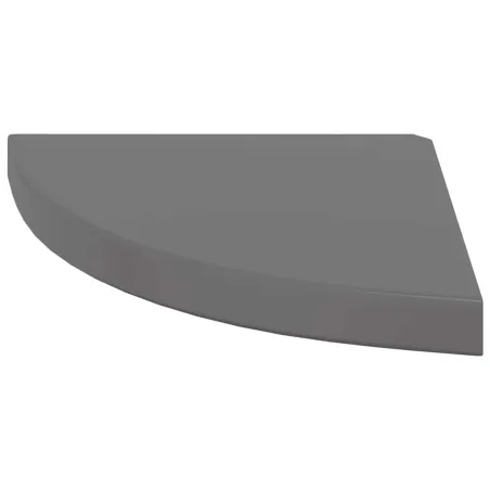 Étagère d'angle flottante gris brillant 35x35x3,8 cm MDF