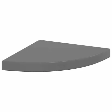 Étagères d'angle flottantes 4 pcs gris brillant 35x35x3,8cm MDF