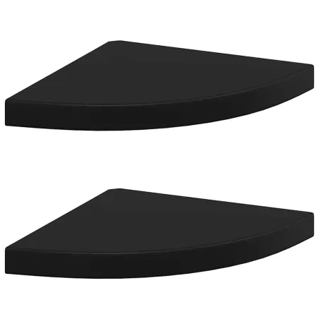 Étagères d'angle flottantes 2 pcs noir 35x35x3,8 cm MDF