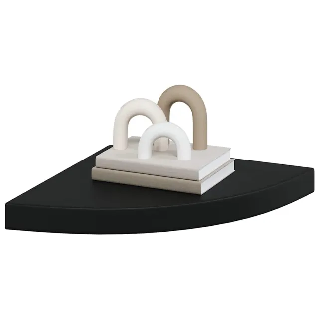 Étagères d'angle flottantes 2 pcs noir 35x35x3,8 cm MDF