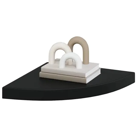 Étagères d'angle flottantes 2 pcs noir 35x35x3,8 cm MDF