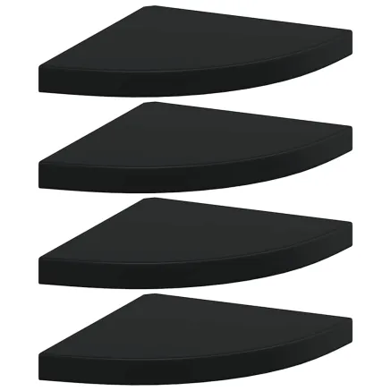 Étagères d'angle flottantes 4 pcs noir 35x35x3,8 cm MDF 2