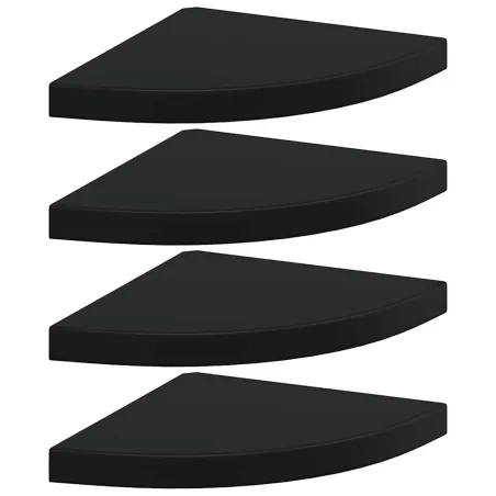 Étagères d'angle flottantes 4 pcs noir 35x35x3,8 cm MDF