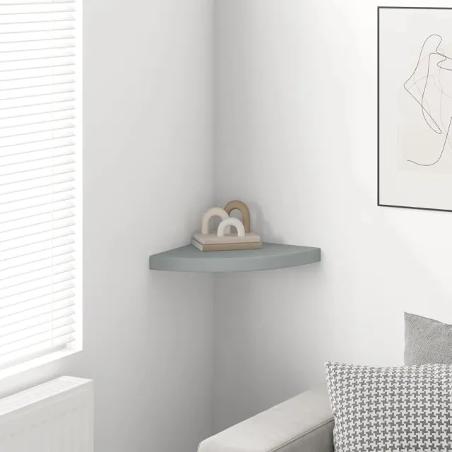 Étagère d'angle flottante gris 35x35x3,8 cm MDF