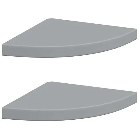 Étagères d'angle flottantes 2 pcs gris 35x35x3,8 cm MDF