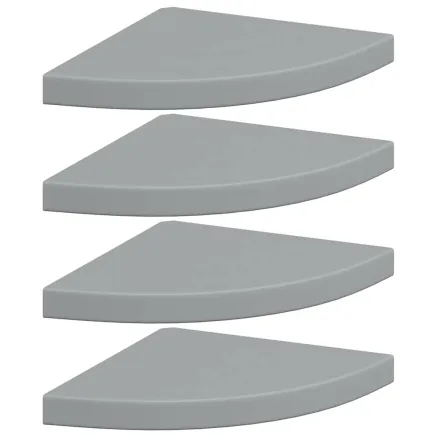 Étagères d'angle flottantes 4 pcs gris 35x35x3,8 cm MDF 2