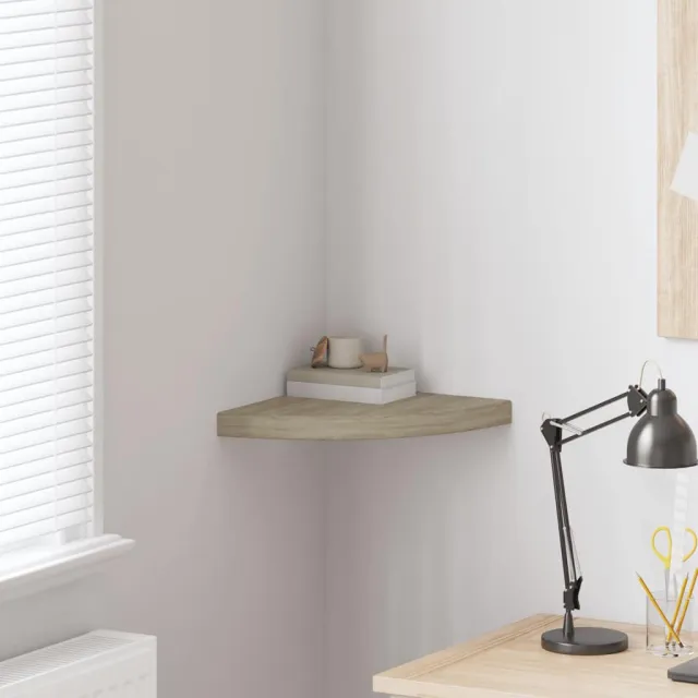 Étagère d'angle flottante chêne 35x35x3,8 cm MDF