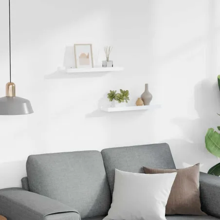 Étagères à rebord pour cadre photo 2 pcs Blanc 40x9x3 cm MDF