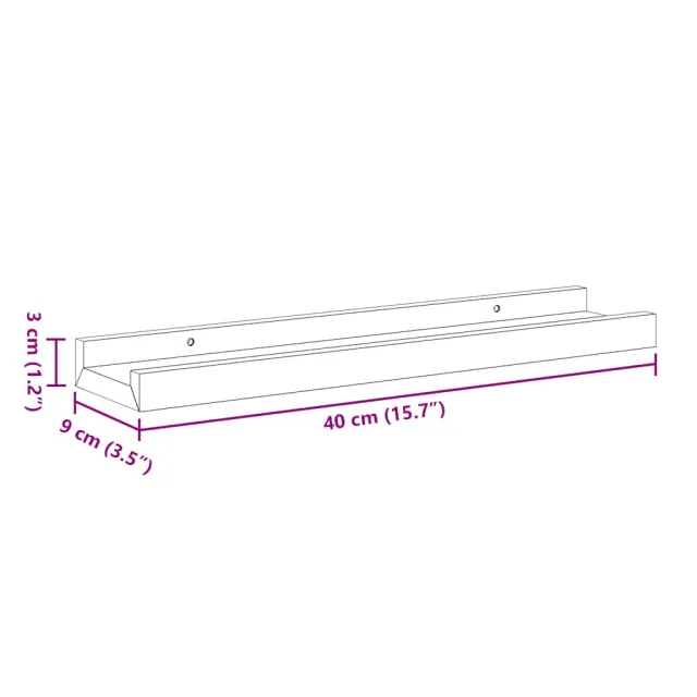 Étagères à rebord pour cadre photo 2 pcs Blanc 40x9x3 cm MDF