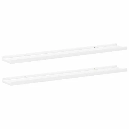 Étagères à rebord pour cadre photo 2 pcs Blanc 80x9x3 cm MDF