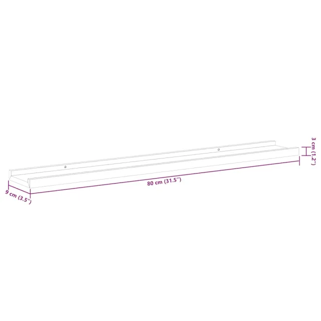 Étagères à rebord pour cadre photo 2 pcs Blanc 80x9x3 cm MDF