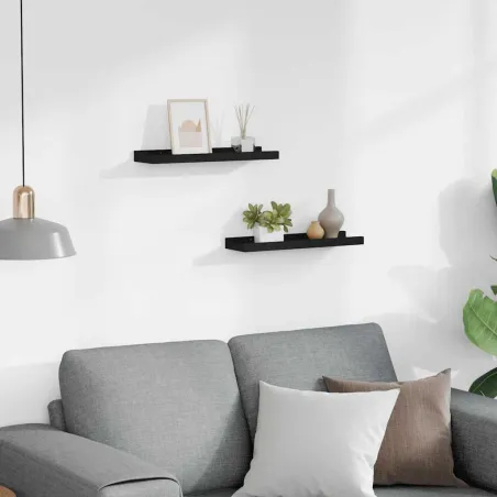 Étagères à rebord pour cadre photo 2 pcs Noir 40x9x3 cm MDF