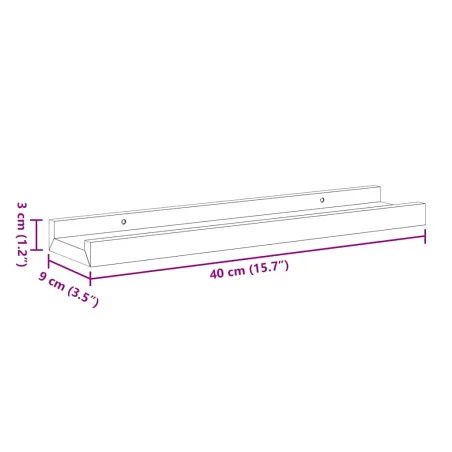 Étagères à rebord pour cadre photo 2 pcs Noir 40x9x3 cm MDF