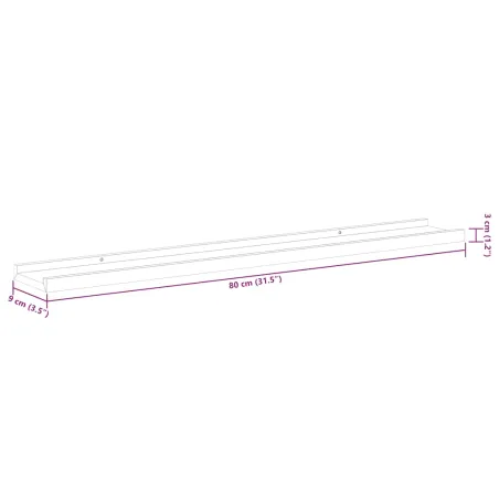 Étagères à rebord pour cadre photo 2 pcs Noir 80x9x3 cm MDF