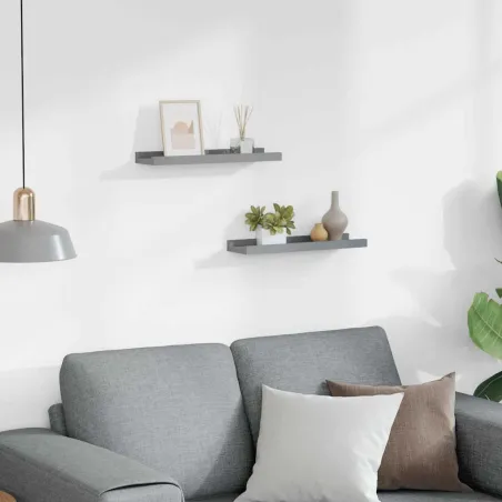 Étagères à rebord pour cadre photo 2 pcs Gris 40x9x3 cm MDF