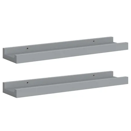 Étagères à rebord pour cadre photo 2 pcs Gris 40x9x3 cm MDF