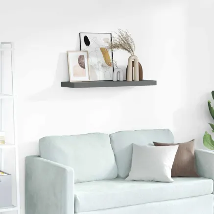 Étagères à rebord pour cadre photo 2 pcs Gris 80x9x3 cm MDF