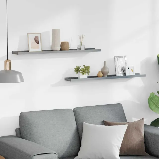 Étagères à rebord pour cadre photo 2 pcs Gris 80x9x3 cm MDF