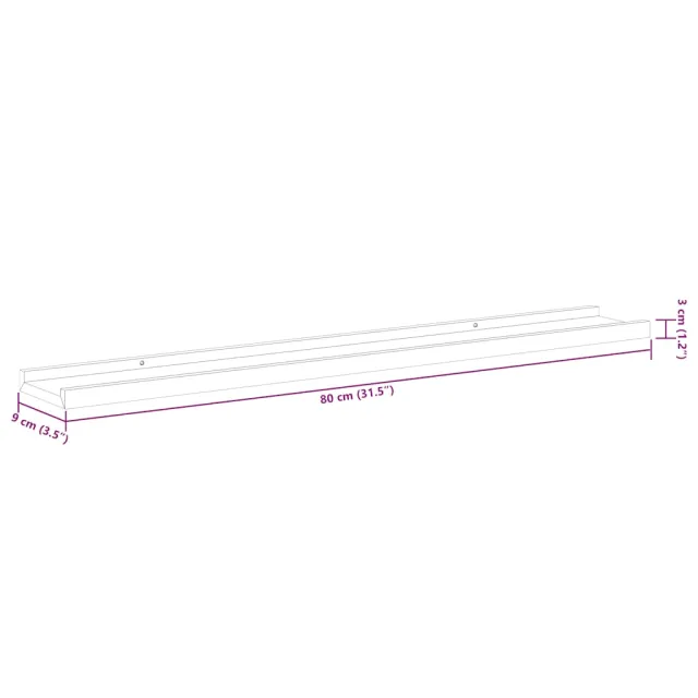 Étagères à rebord pour cadre photo 2 pcs Gris 80x9x3 cm MDF