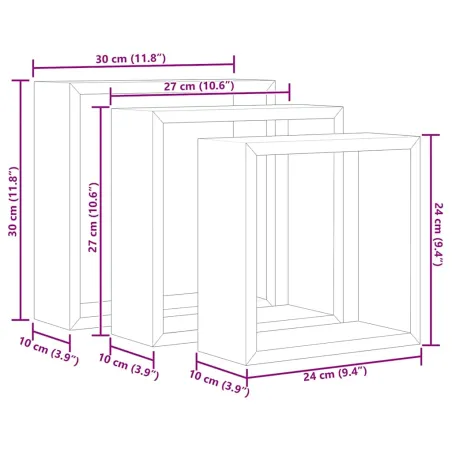 Étagères murales sous forme de cube 3 pcs Blanc MDF