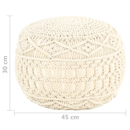Pouf fait à la main en macramé 45x30 cm Coton