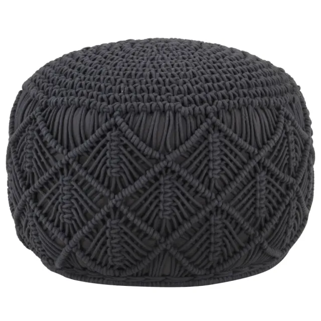 Pouf fait à la main en macramé Anthracite 45x30 cm Coton