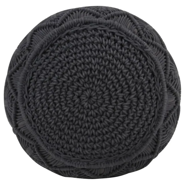 Pouf fait à la main en macramé Anthracite 45x30 cm Coton