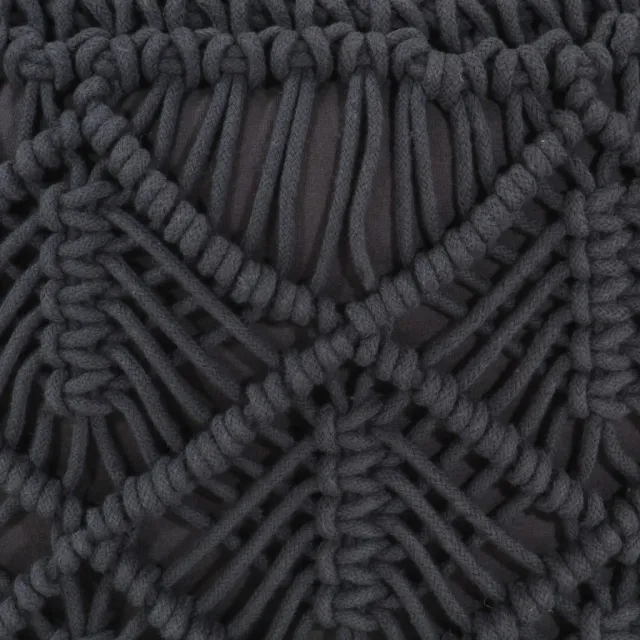Pouf fait à la main en macramé Anthracite 45x30 cm Coton