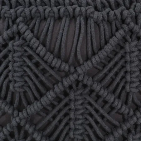Pouf fait à la main en macramé Anthracite 45x30 cm Coton