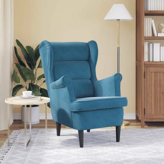Fauteuil bleu velours