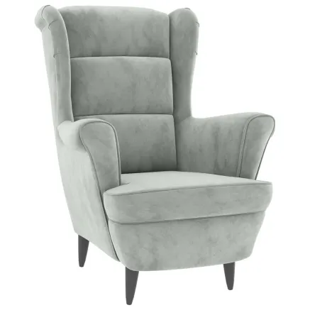 Fauteuil gris clair velours 2