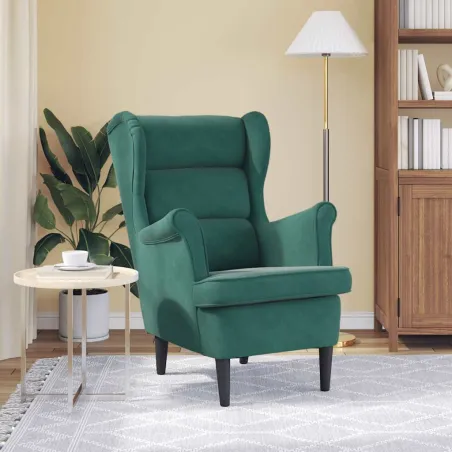 Fauteuil vert foncé velours