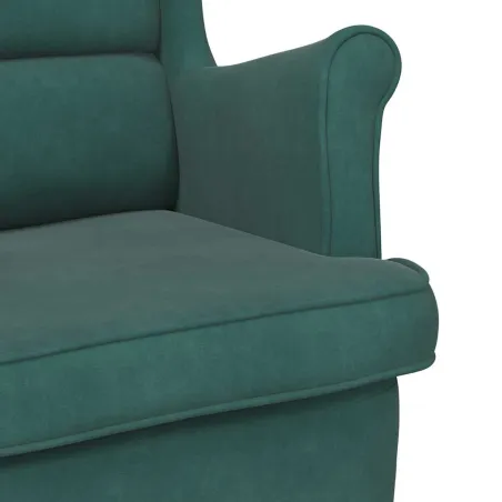 Fauteuil vert foncé velours