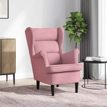 Fauteuil rose velours