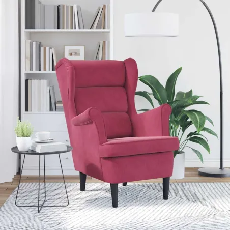 Fauteuil rouge bordeaux velours