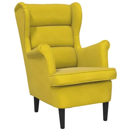 Fauteuil jaune moutarde velours 2
