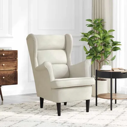 Fauteuil blanc crème velours