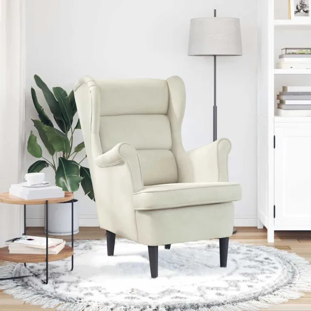 Fauteuil blanc crème velours